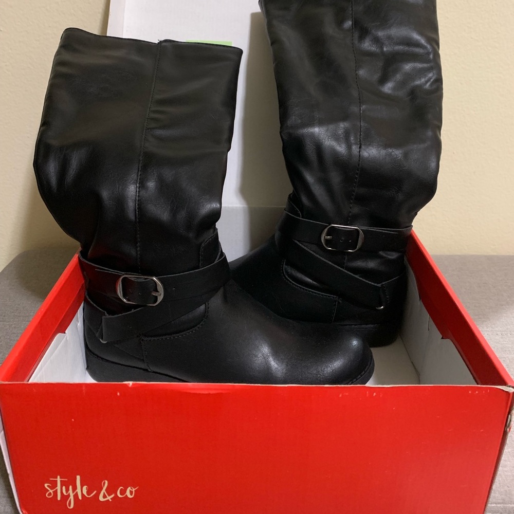 Style & Co black leather boots
